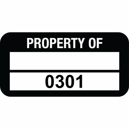 LUSTRE-CAL VOID Label PROPERTY OF Black 1.50in x 0.75in  1 Blank Pad & Serialized 0301-0400, 100PK 253774Vo2K0301